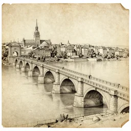 trajan's bridge, also called bridge of apollodorus over the danube, sketch made by leonardo davinci, super detailed sketch, amazing details, ancient parchment,
