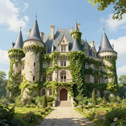 concept art of beautiful castle covered with ivy