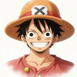 portrait of Luffy From one piece looking to camera smiling , artwork and style by Sergey Kolesov, arstation,