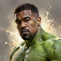 Portrait of Kanye West as the Hulk, amazing splashscreen artwork, splash art, head slightly tilted, natural light, elegant, intricate, fantasy, atmospheric lighting, cinematic, matte painting, by Greg rutkowski