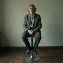 i'm on a bar stool the age my father died, realistic, cinematic color, surrealism, by abercrombie gertrude