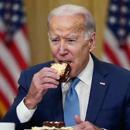 joe biden eating a brownie