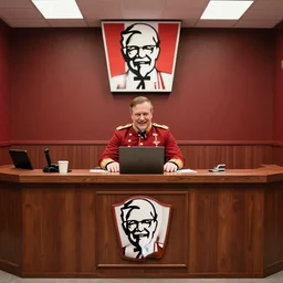 photo of a colonel sanders kfc themed courtroom