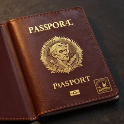 supernatural virtual reality passport with stamps, sci fi, digital, ornate, gold leaf, brown leather, uplight, ultra detailed, octane engine, h g wells, unreal engine 5, 8 k