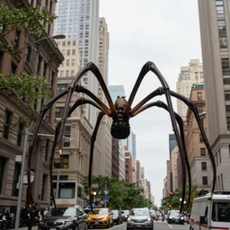 A giant spider in the middle of Manhattan