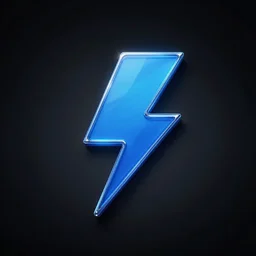 logo, symbolism, blue, black background,, metallic, glassy texture, lightning bolt, professional, artstation, black gradient, trending, 8k, high contrast,