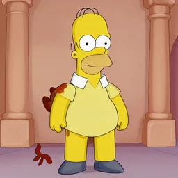 portrait of homer simpson in renaissance pose, cartoon style