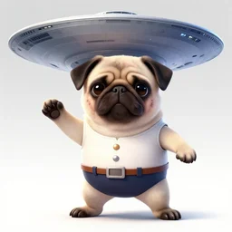 captain pug dog commanding the starship enterprise