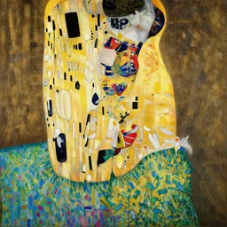 a painting of a lilies buke vaguely inspired in the style of gustav klimt