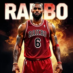 rambo ( 1 9 8 1 ) fanart, lebron james as rambo, number 6, movie poster, fan art, digital art, trending on artstation