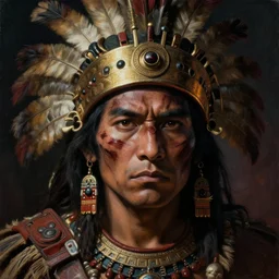 a wounded aztec warrior, close up, portrait, sinister atmospheric lighting. highly detailed painting by greg rutkowski, anime style