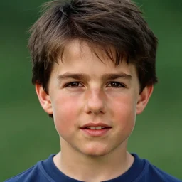 a face portrait of tom cruise at 6 years old. photography.