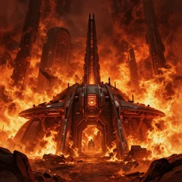an imperial base from star wars in firey inferno hell concept art by Doug Chiang, cinematic,