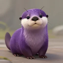 a purple otter with antennas that is cute and professionally - drawn, furry fandom, furaffinity, digital painting, digital art, detailed, high - resolution