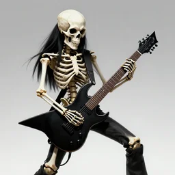 badass skeleton playing an electric guitar, heavy metal art