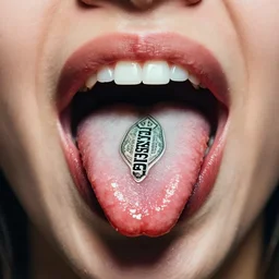 Tongue with an LSD tab