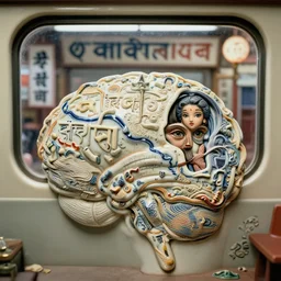 anamorphic, fuji gfx, 2 0 0 mm ; beautiful hyperrealistic topographic film still from nepal of wired devanagari brain map scene in style of 1 9 9 0 s frontiers in miniature porcelain retrofuturism deep emboss macro design architectural art studio photography magazine devanagari banner seinen manga extreme closeup portrait edition, real - life shinkansen window view porcelain izakaya sign, highly detailed, eye contact, pointe poses, tilt shift background scene, 8 k