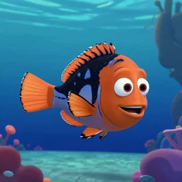 obama as a fish, in the style of finding nemo, pixar animation