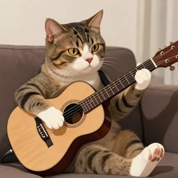 cat playing a guitar by lowbrow - n 4