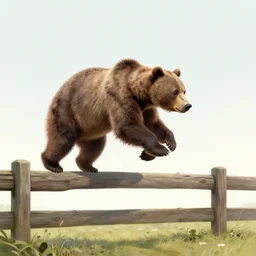bear jumping a fence by eyvind earle, fantasy