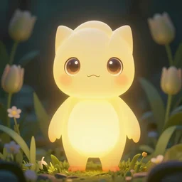 a glowing humanoid figure tulip monster with large glowing eyes, highly detailed, digital art, sharp focus, trending on art station, plant, anime art style