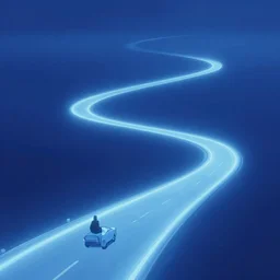 a wide glowing road winding through ethereal space, by carl gustav carus and delphin enjolras, blue mood
