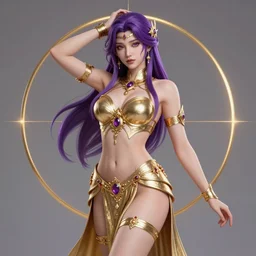 goddess alexis dziena, purple hair, seductive pose, golden ratio, ornemental, curvaceous, elegant, intricate, artstation, 8 k, ultra detailed.