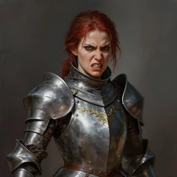 half - length portrait of an angry female knight. wrath, revenge, emotions. fantasy, digital painting, hd, detailed.