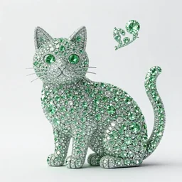 a cat made of green diamonds,