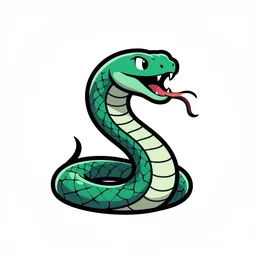 A logo of a snake hissing ready to strike, with a vaporwave aesthetic.