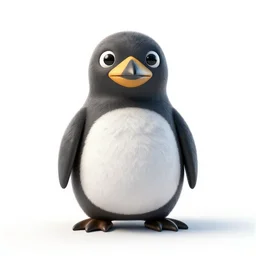 plush toy puffin, clean 3d render, full body, isolated on a pure white background, centered, entire subject in frame, sharp focus, soft studio lighting