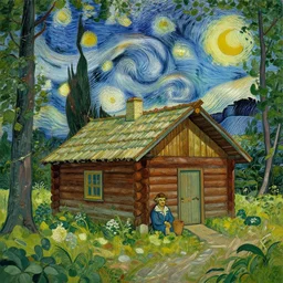 [ a log cabin in the forest ] [ van gogh ] [ mikko lagerstedt ]