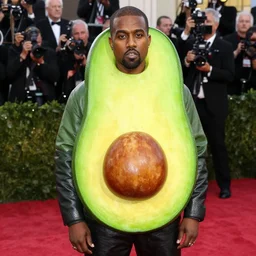 kanye west as an avocado, red carpet photography