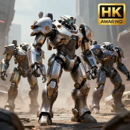futuristic war mechs walking into battle, highly detailed, 4 k, hdr, award - winning, unreal engine, trending on artstation, volumetric lighting