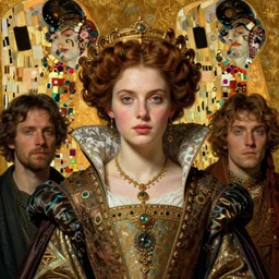 beautiful young medieval queen in ornate robes detailed realistic face portrait by jean delville, jacek malczewski, krenz cushart, gustav klimt, and maxfield parrish, art nouveau, symbolist, visionary, pre - raphaelite