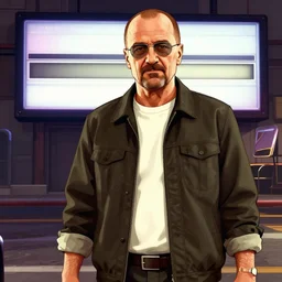 a detailed artwork saul goodman in gta v, cover art by stephen bliss, artstation, no text, loading screen