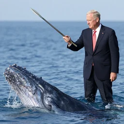 vice president cheney hunting a great whale with a spear