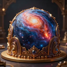 A big cake with whole universe on it, cinematic shot, intricate, ornate, photorealistic, ultra detailed, realistic, 100mm, photography, octane, high definition, depth of field, bokeh, 8k, behance, artstation