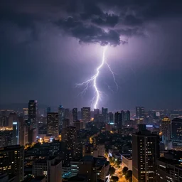 cityscape during a lightning storm, futuristic, 8k, ray tracing, volumetric lighting, james verbicky, professional, concept art, artstation hd, trending on social media,