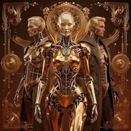 cyborg cyber vintage slick slick warm tones : by michal karcz, daniel merriam, victo ngai and guillermo del toro : ornate, dynamic, particulate, intricate, elegant, highly detailed, centered, artstation, smooth, sharp focus, octane render