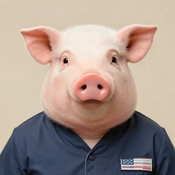 inmate wearing cute mini pig head