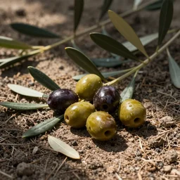 realistic olives on the ground
