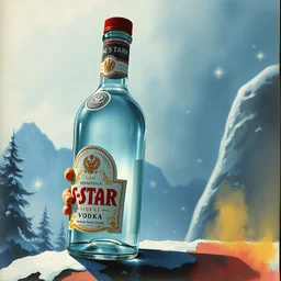 5 star vodka. highly detailed, digital painting, watercolor, soviet realism, engraving, artstation, concept art, smooth, sharp focus, vivid grunge, manga, illustration, unreal engine 5, 8 k, art by bilibin and kuvshinov and malevich and mucha