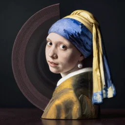 a resin-bonded grinding wheel in the style of Vermeer