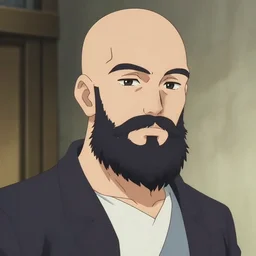 bald and bearded anime guy