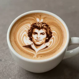 a mug of coffee with a portrait of jar jar binks in it. style of latte foam art. color harmony, 8 k detail, gallery quality, hd wallpaper, premium prints available, hyper - detailed, intricate design.