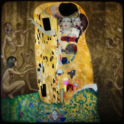 wet plate photography of goddess with one wing reaching infinity and hungry souls around surrealistic intricate face, broken parts by klimt, artificial nightmares drawn by peter mohrbacher, zdzisław beksinski and thu berchs james gurney unreal engine octane, trending on artstation.