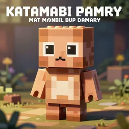 tiny creature made of one brick, big cute eyes, cute looking, kawaii, sharp focus, character, game concept art, blocky, mixels, flat toon style like katamari damacy, pokemon inspired, blocky like minecraft, lego style, promotional image