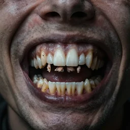 heathen with several rows of teeth surrealist dark