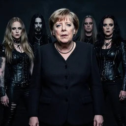 angela merkel as black metal singer, death metal band, black metal band
